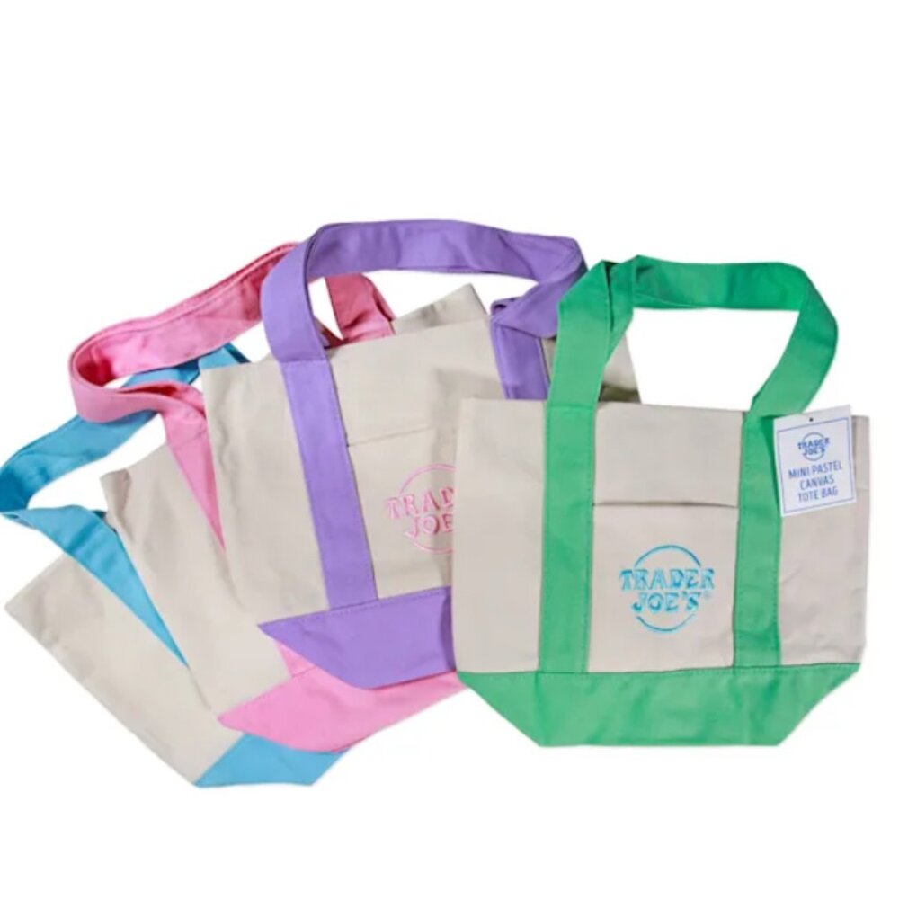 Trader Joe's Pastel Mini Tote Bags COMPLETE SET **NWT**
